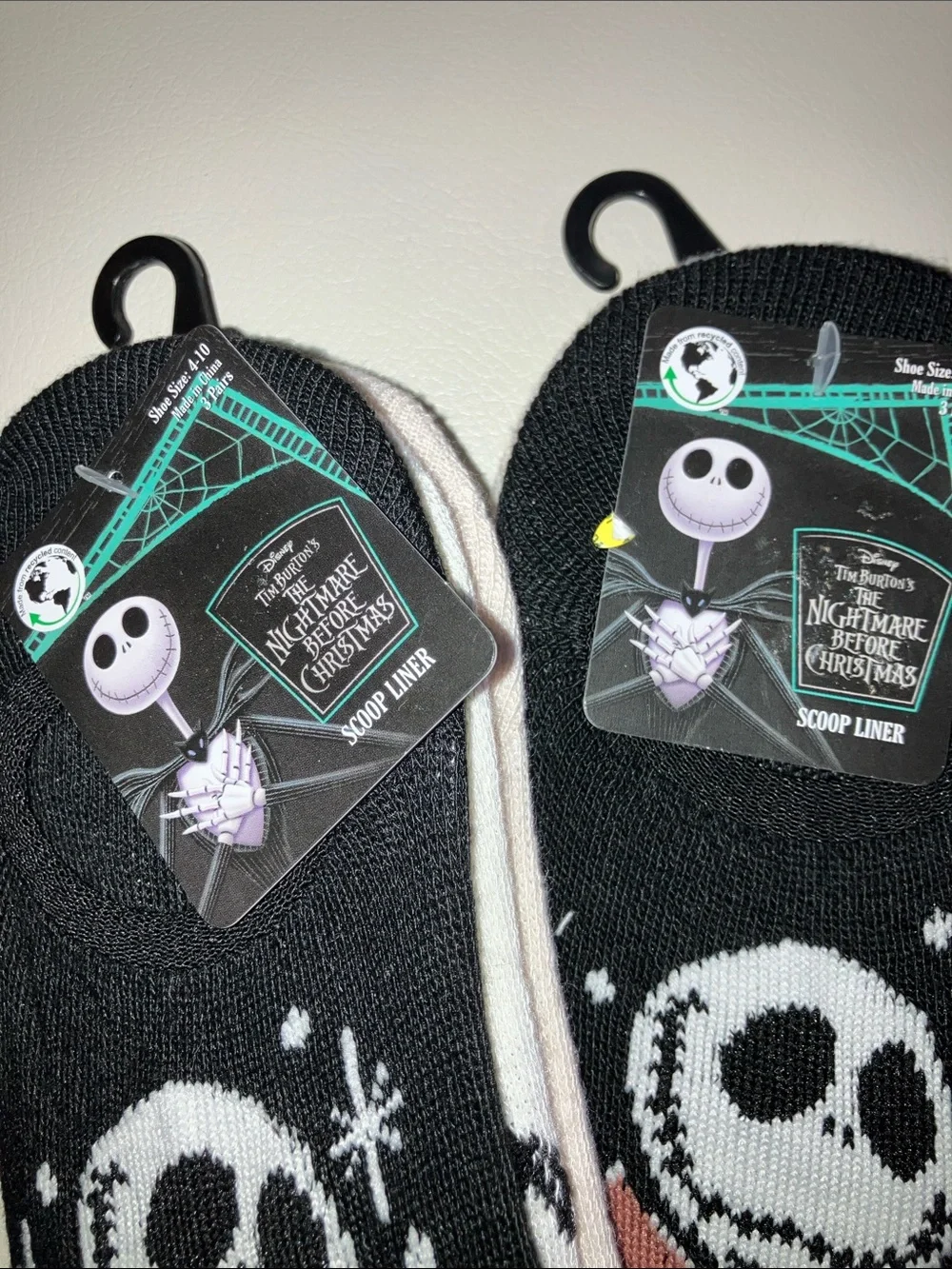 Disney The Nightmare Before Christmas Black, White & Coral No-Show Socks 6 Pr.